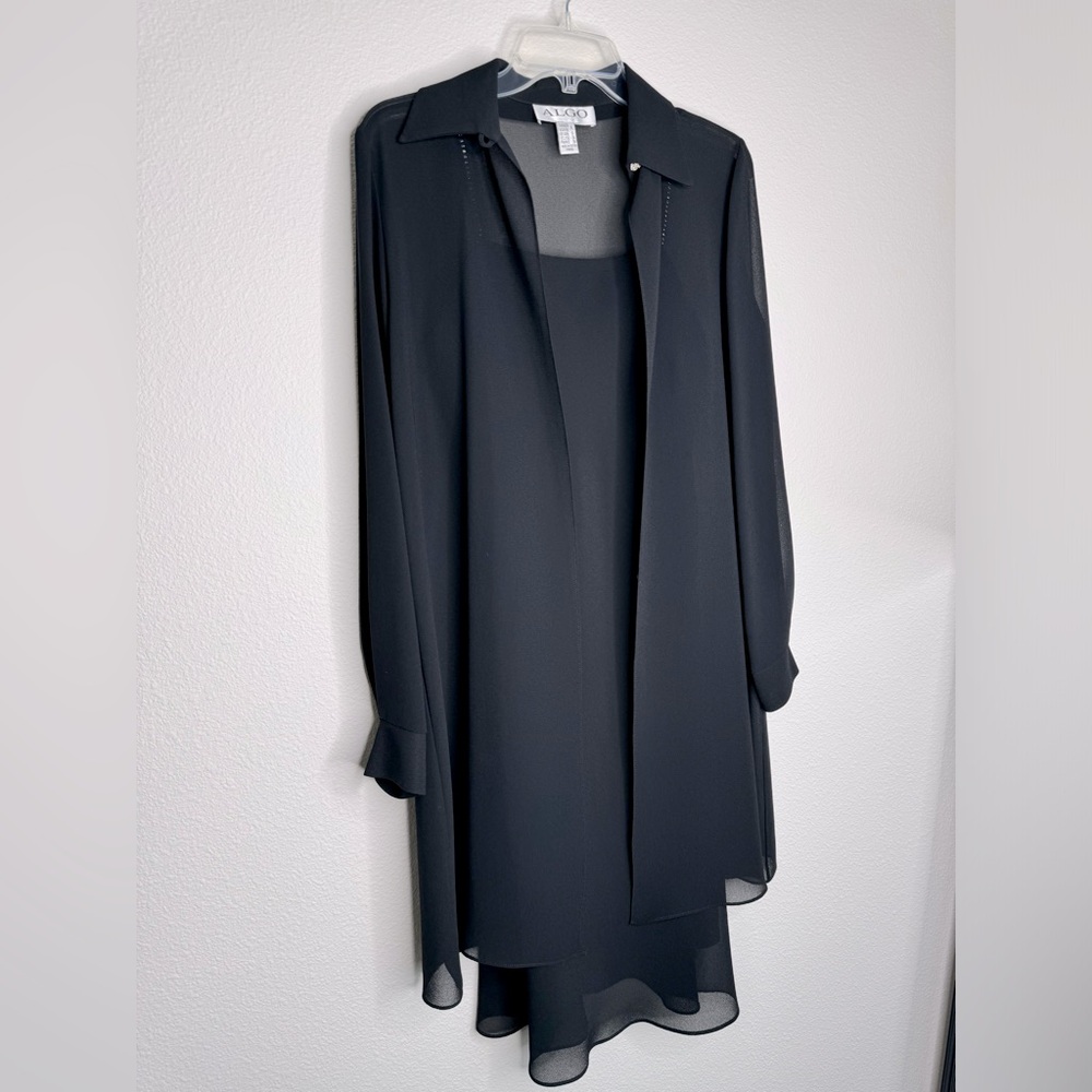 Algo vintage Y2K black cocktail dress with sheer coat